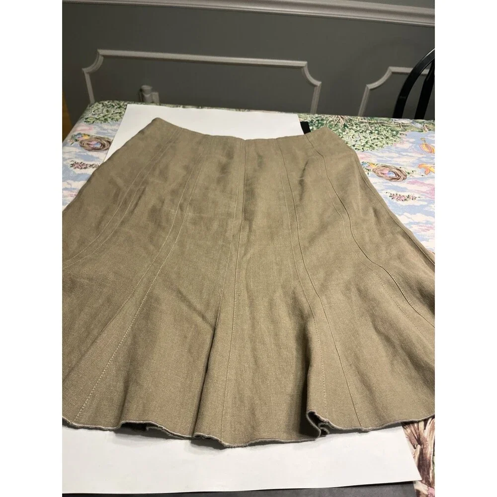 VINTAGE GUNEX Brown A-line Pencil Skirt Linen Women’s Sz 10 - Made In Italy